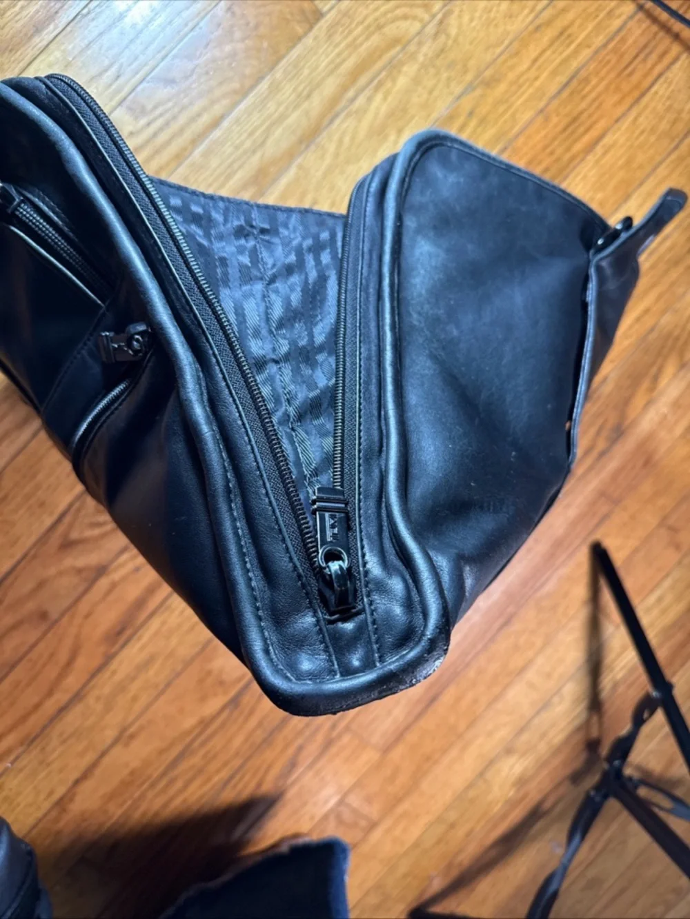 TUMI 9603D3 Leather 2-Way Briefcase Business Bag Black Slim Used